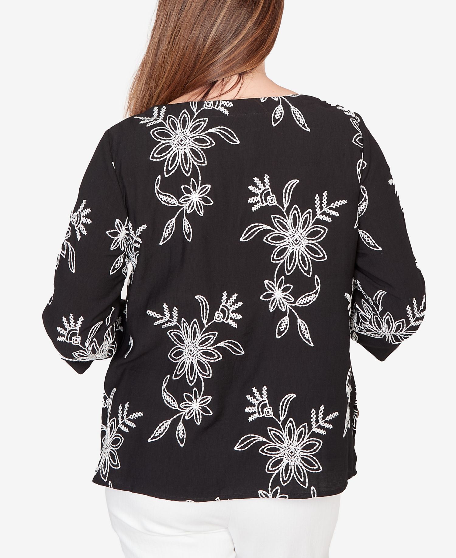 Women's Classic Tossed Floral Embroidered Top