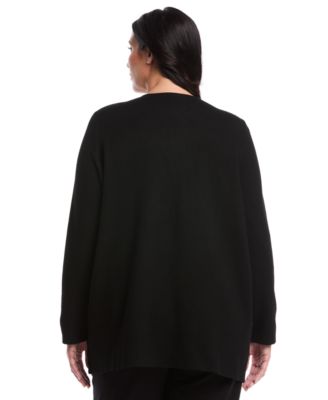 Plus Size Plus Size Turnlock Metal Closure Long Sleeve Cardigan