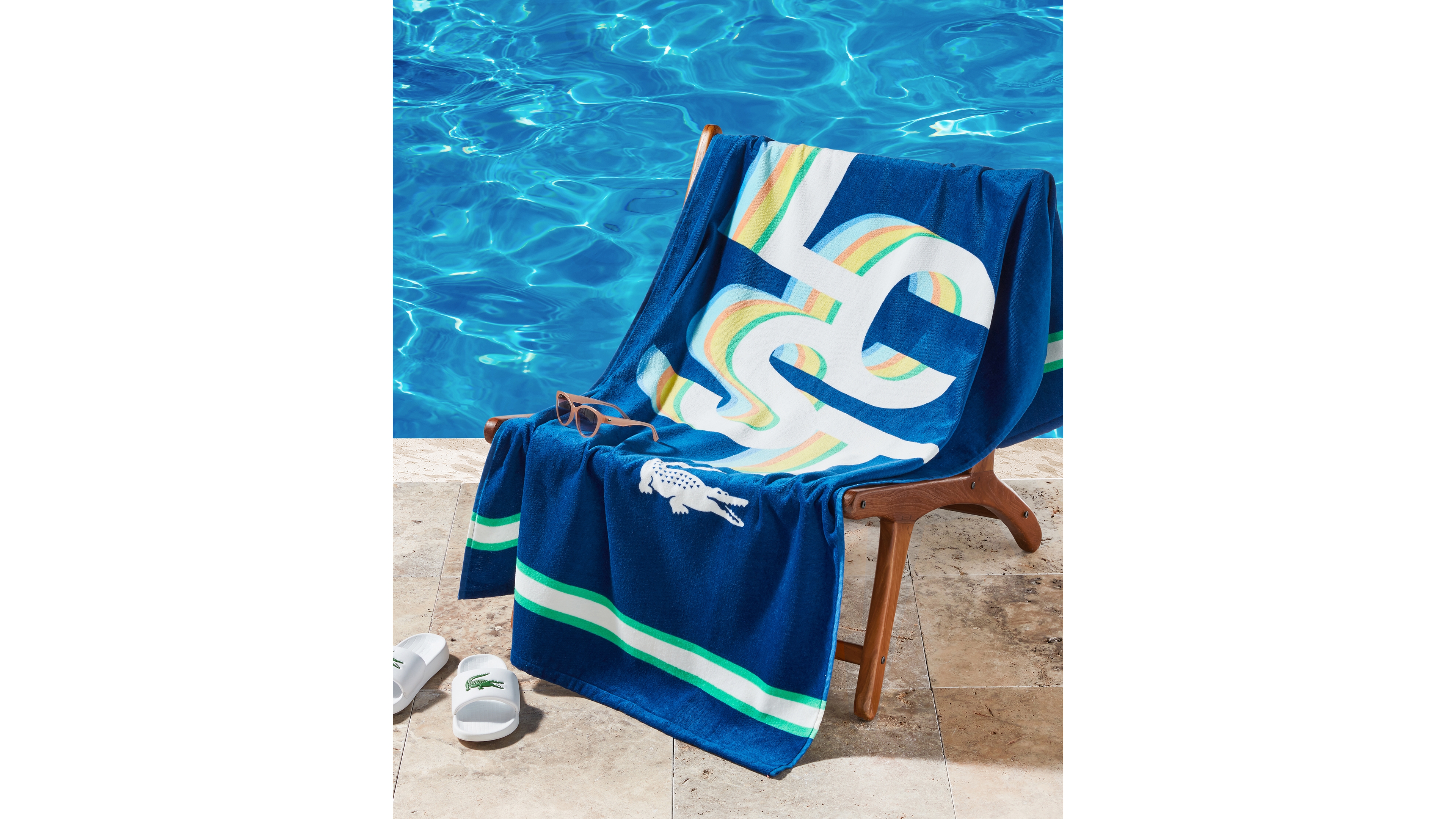 Lacoste Lcst Playful Letters Cotton Beach Towel, 36" x 72"