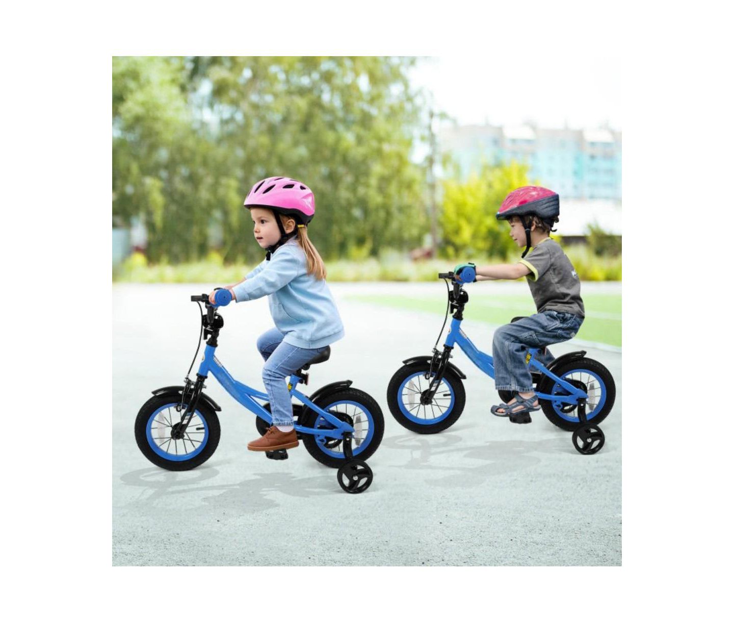 Детская игрушка HONGGE Adjustable Kids Bike with Training Wheels and Coaster Brake, Ages 3+, цвет: Синий — фото 2