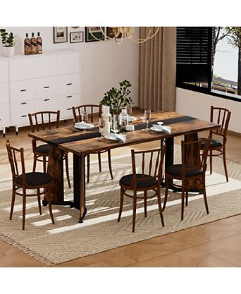 70.9'' Rectangular Dining Table - Seats 8 Rustic Brown