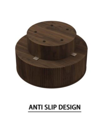  Modern Circular Coffee Table with Storage (Walnut)