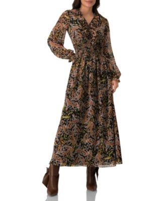 Women's Long Dress with Smock Detail
