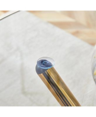 Round Clear Glass Dining Table with Gold Ring Legs