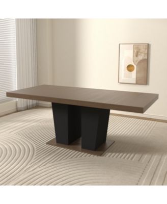 Extendable Dining Table, 4-10 People, Black Pedestal Base