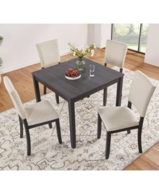 Modern 4-Person Dining Set - Black & Beige