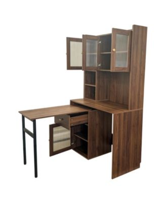 Streamdale Computer Desk with Hutch, Rotating Desktop, Large Workspace