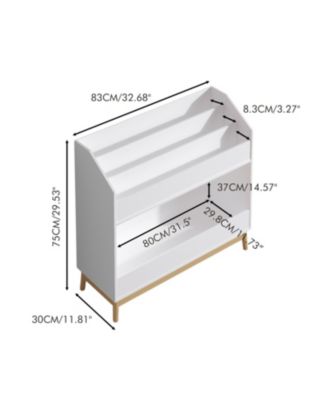 Toddler Book Display Shelf, Wooden Kids Bookcase, White