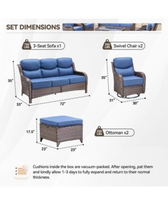 Gymojoy Crescent Swivel Glider All-Weather PE Wicker Patio Conversation Set with Olefin 6 In. Thick Cushions/Sofa (5-Piece)