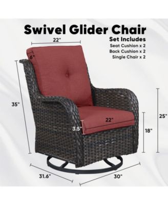 ArcLine Wicker Swivel Glider Outdoor Rocking Chair with CushionGuard Olefin Cushion and Side Table (3-Piece