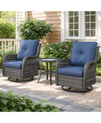 ArcLine Wicker Swivel Glider Outdoor Rocking Chair with CushionGuard Olefin Cushion and Side Table (3-Piece