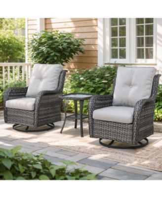 ArcLine Wicker Swivel Glider Outdoor Rocking Chair with CushionGuard Olefin Cushion and Side Table (3-Piece