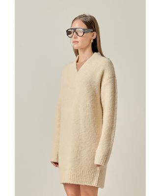 Women's V Neck Knit Dress