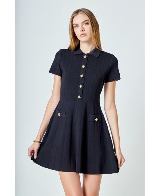 Women's Jewel Buttoned Knit Mini Dress