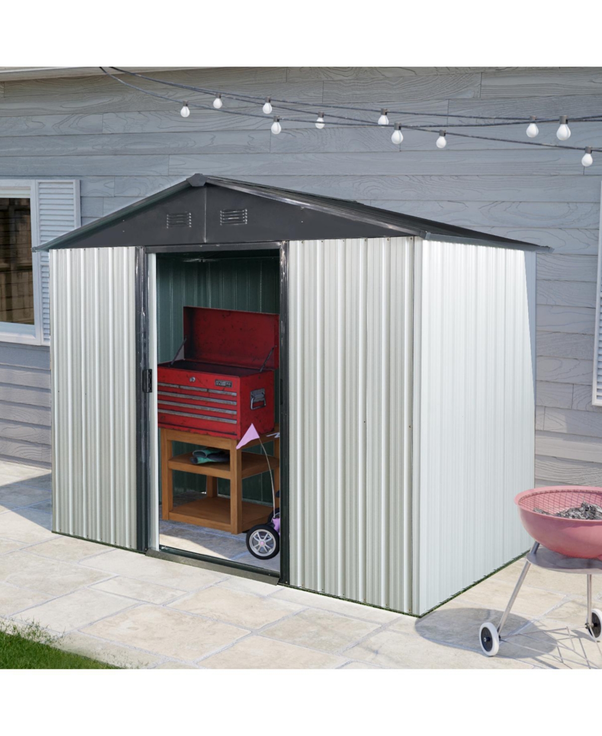 Streamdale Furniture 8ft x 4ft Metal Storage Shed