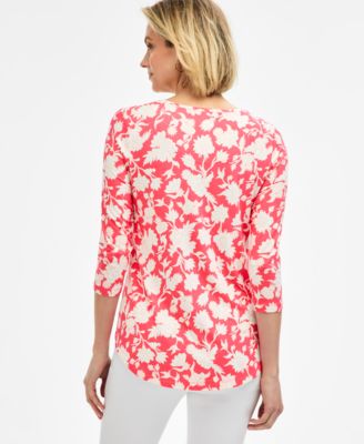 Women's Scoop-Neck 3/4-Sleeve Knit Top