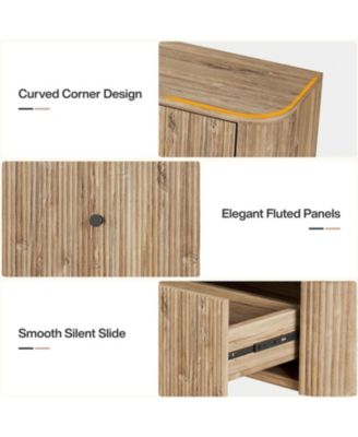 Floating TV Stand Wall Mounted, with 2 Fluted Drawers