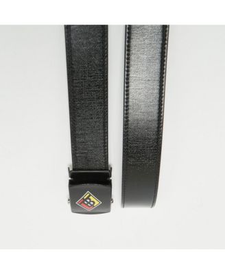 Men's Black Coated Canvas And Leather Tb Logo Plague Belt