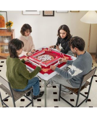 35 Inch Folding Mahjong Table for 4 Players with Cup Holders