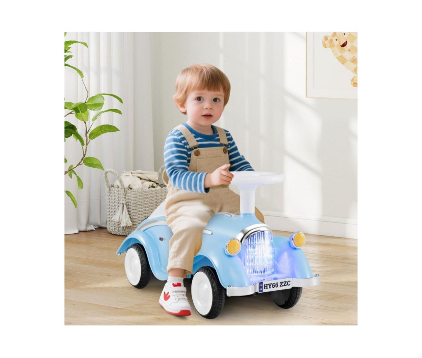 Детская игрушка HONGGE Toddler Ride On Sliding Car with Horn and LED Headlight, цвет: Синий — фото 6