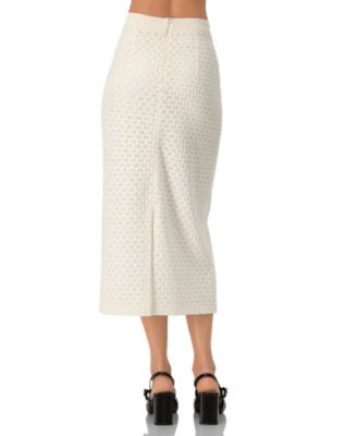 Women's Knit Midi Skirt with Tassel Tie Waist