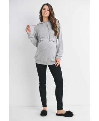 Maternity Double Layer Long Sleeve Nursing Hoodie