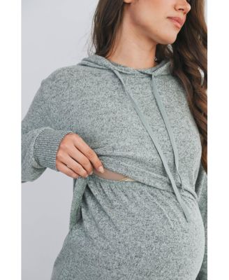 Maternity Double Layer Long Sleeve Nursing Hoodie