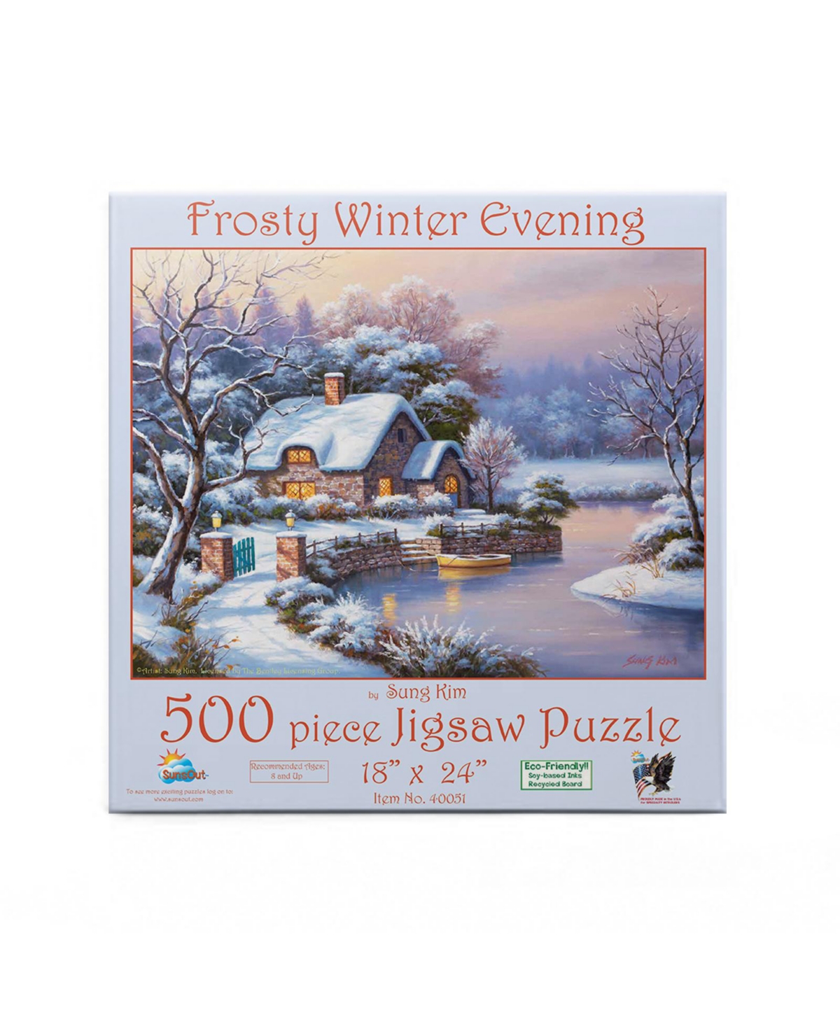 SunsOut Frosty Winter Evening 500 piece Jigsaw Puzzle for Adults