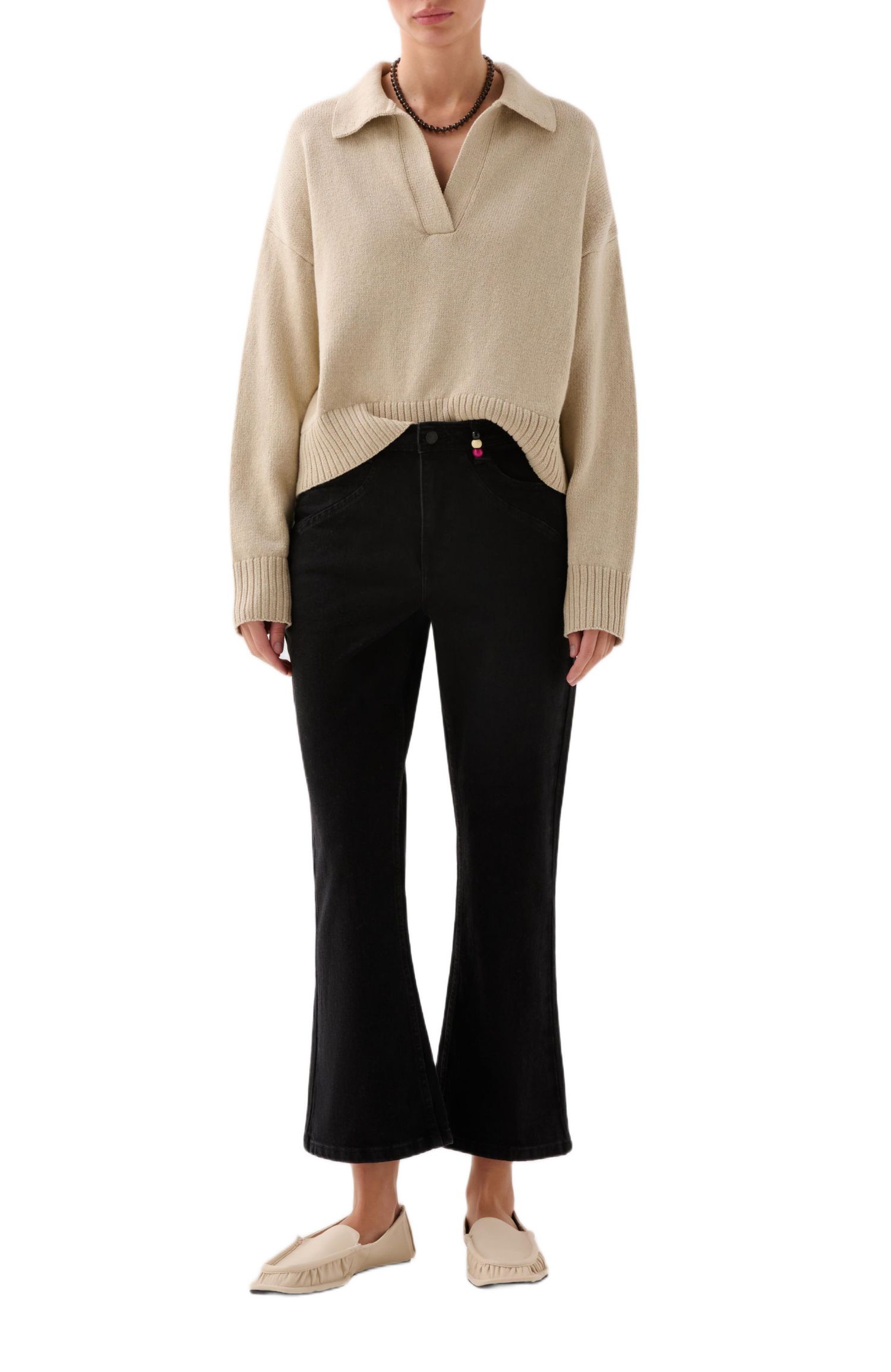 Women's Ankle Beads Denim Pant