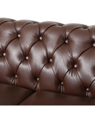 Comfy 3-Seat Sofa with Wooden Legs Retro Style for Living Room and Study