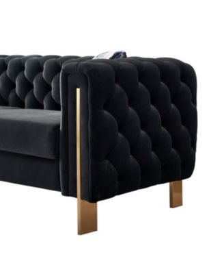 + 84.25"W + Velvet + Tufted + Sofa