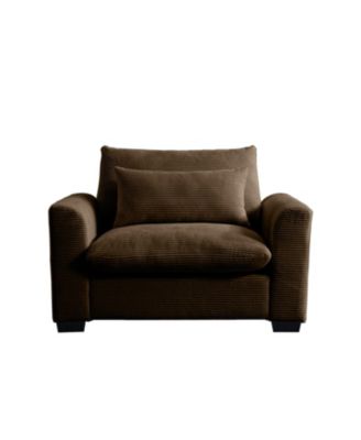 Brown Corduroy Deep Seat Accent Chair