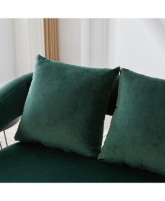 Velvet Loveseat Settee with Pillows - Green