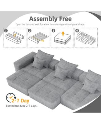 Streamdale Modern Chenille Sectional Sofa with Pillows