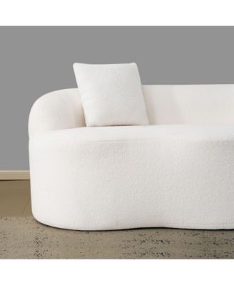 Cream Curved Loveseat Sofa with Pillows - Small Space