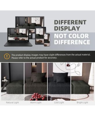 Modern Chenille Sectional Sofa w/ 2 Ottomans & Pillows - BLACK