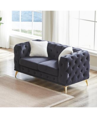 Streamdale Deluxe Velvet Chesterfield Sofa with Tufted Buttons, 2 Pillows