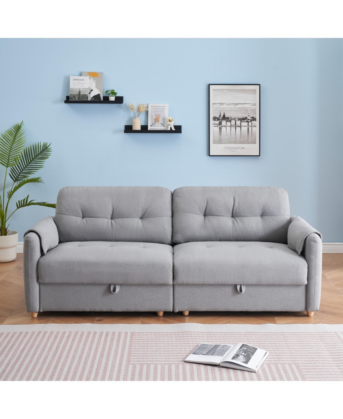 Streamdale Teddy Cotton Linen Sofa - Light Grey
