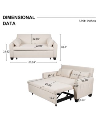 61" Fabric Sofa Bed - Storage, Adjustable, Indoor/Outdoor