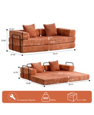  Convertible Floor Sofa Bed with Pillow & Armrest