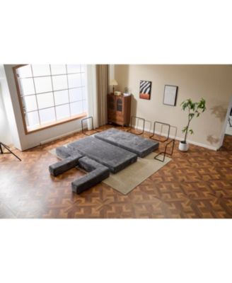 Convertible Floor Sofa Bed with Pillow & Armrest - Dark Grey