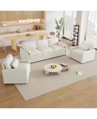 Cozy Beige Upholstered Sofa Set