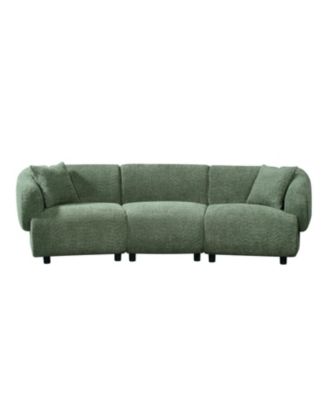 98.5" Beige Curved 3-Seater Sofa- Plush, Streamlined, Durable