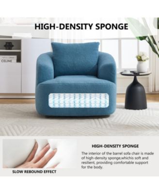  Swivel Teddy Fleece Comfy Chair with Pillow - Blue
