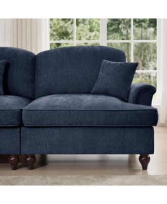 Streamdale Comfy Modular U-Shape Chenille Sectional Sofa with Ottomans - Blue