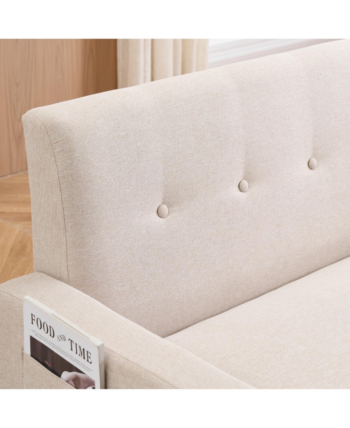 Streamdale Furniture 57" Beige Sofa with Storage - Living Room, Apartment, Home Office