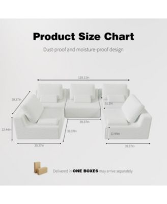 Oversized Boucle Modular Sectional Sofa, Convertible Couch Set