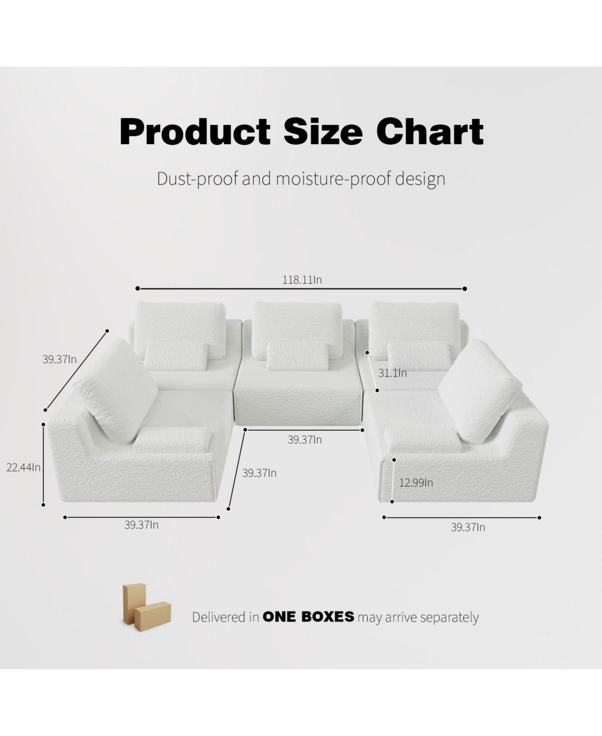 Streamdale Furniture Oversized Boucle Modular Sectional Sofa, Convertible Couch Set