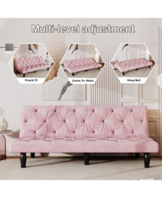 66" Pink Velvet Sofa Bed