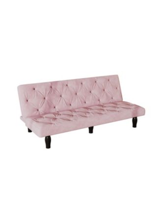 66" Pink Velvet Sofa Bed